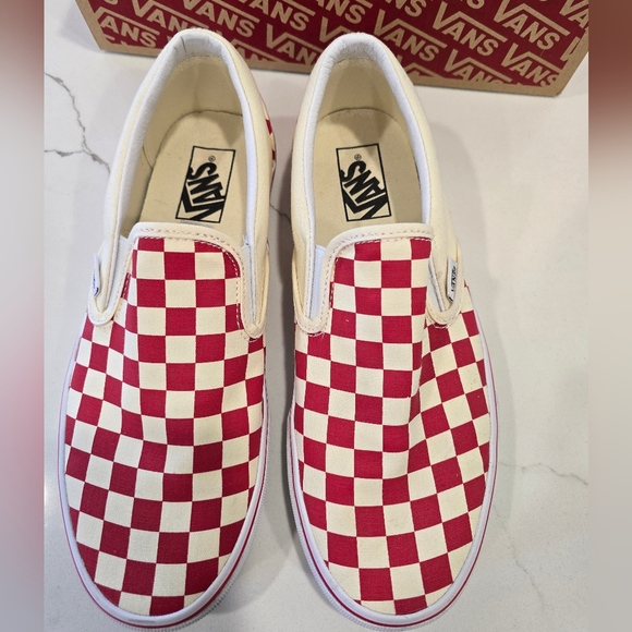 Vans off the wall Classic slip on primary check red and white - Picture 10 of 14
